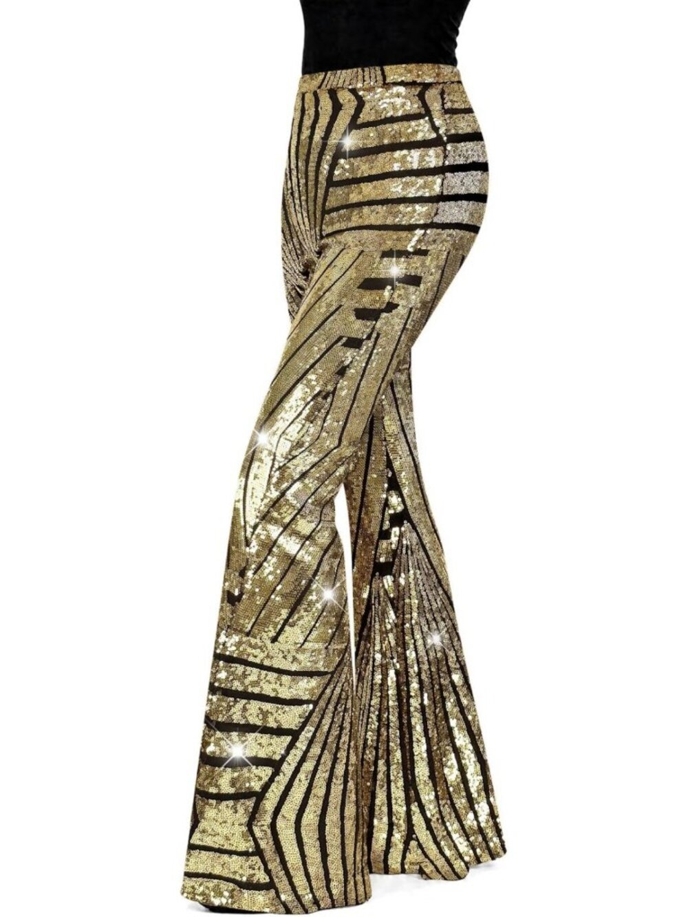 70s Disco High Waist Bell Bottom Sparkly Pants | Retro Party Clubwear for Women